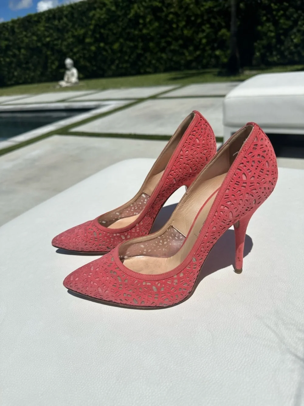 Casadei Coral Laser-Cut Pointed Toe Pumps